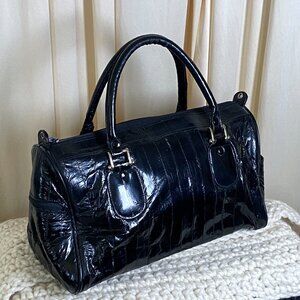 Vintage Black eel skin leather satchel doctors bag